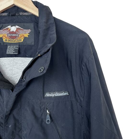 Harley Davidson Black Spell Out Jacket Sz L - Picture 2 of 11